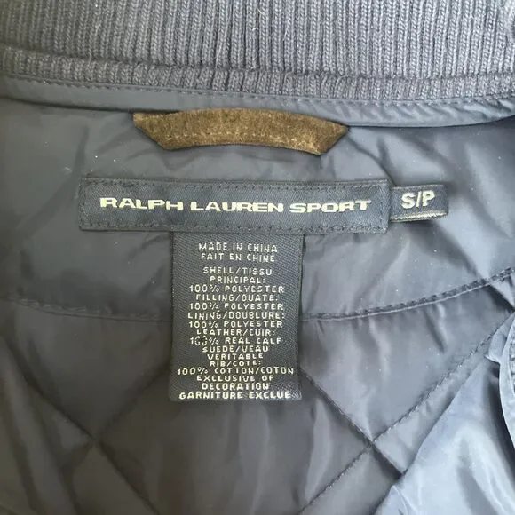 Ralph Lauren Sport Womens Vest S Quilted Crest Crown Logo Suede Trim Equestrian - Picture 3 of 6